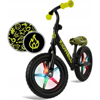 Odrážedlo Odrážedlo pro děti Kidwell Rebel LED Neonově žluté, svítící kola