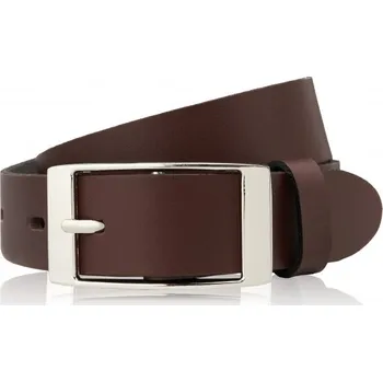 Opasek PÁSEK DÁMSKÝ KOŽENÝ HNĚDÝ 100 cm SE STŘÍBRNOU PŘEZKOU PAOLO PERUZZI PG-02-