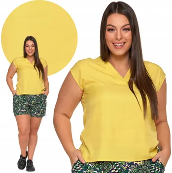 Dámské tričko Tričko Dámské tričko/halenka jednoduchého střihu s výstřihem do V, žluté, lehké MORAJ L