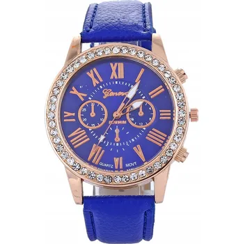 Hodinky Křemíkové hodinky se zirkony, Geneva SW Blue, 40 mm, 1 Ks