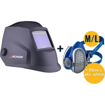 Svářečka Set svářecí kukla MOST ARCHON black + Polomaska ​​GVS Elipse P3 RD SPR502 velikost M/L