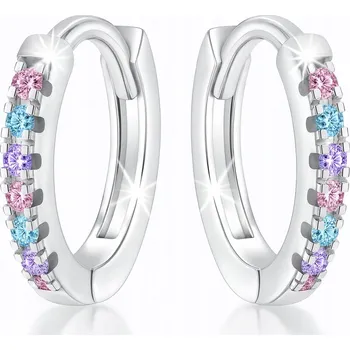 Náušnice Stříbrné náušnice Mennica Bydgoska ryzost 925 se zirkony, kroužky, dětské