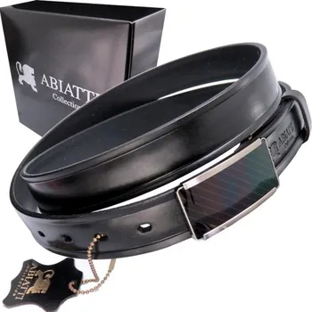 Opasek ELEGANTNÍ PÁNSKÝ KOŽENÝ PÁSEK KE KALHOTÁM KALHOTÁM ABIATTI , ČERNÝ, SILNÁ KŮŽE