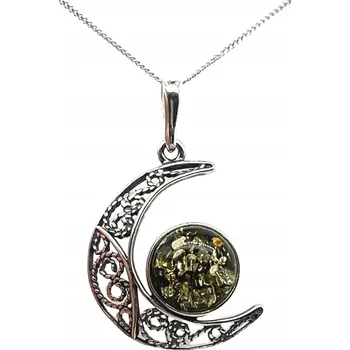 Přívěsek Přívěsek stříbrný s jantarem ORIGINÁLNÍ ZÁVĚS ze stříbra měsíc FILM