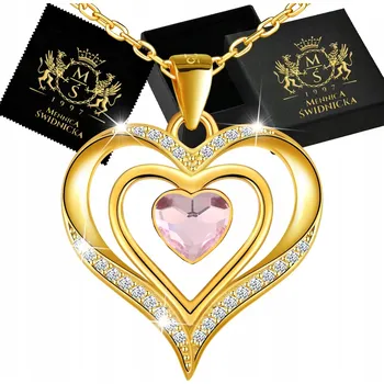 Náhrdelník Zlatý Dámský Náhrdelník Srdce Přívěsek a Řetízek Stříbro 925 Výročí