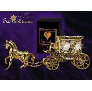 Figurka Zlatý kočár se spřežením Swarovski Crystals figurka