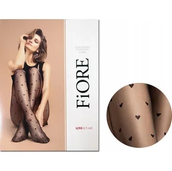 Dámské punčochy Punčocháče Fiore Love Potion se vzorem, 20den, černé, velikost 2