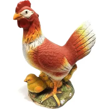Zahradní dekorace Slepice ,,kvočna" barevná s kuřátky