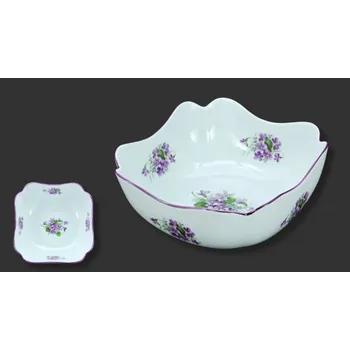 Salátová hluboká hranatá mísa 21cm fialky N