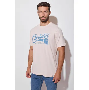Pánské oblečení Tričko s krátkým rukávem Carhartt Lightweight Script Graphic M oat milk
