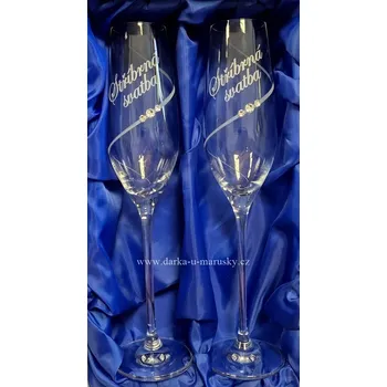 Svatební dekorace Šampusové flétny Paula Luxury - Stříbrná svatba