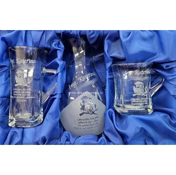 Pískovaná promoční souprava 2+1 džbán - Sova č.15