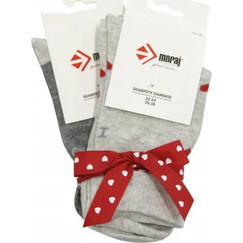 2 PÁRY MORAJ barevné Ponožky se srdíčka a mašle bavlněné POLSKÝ 38-41