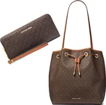 Set Michael Kors - Michael Kors Avery medium bucket bag kabelka a peněženka MK logo hnědá + doprava zdarma