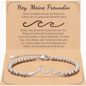 Náramek Dámský náramek na ruku nastavitelný "Vlny života" stříbrný 17+5 cm