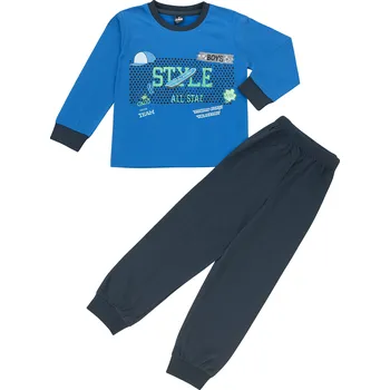 Chlapecké pyžamo xcena Chlapecké pyžamo s náplety modré Velikost: 110