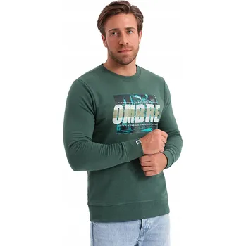 Pánská mikina Pánská mikina přes hlavu s potiskem zelená V2 OM-SSPS-0156 S