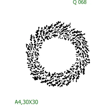 Plastová šablona pro malování - Srdce a věnečky - Věnec (Q069) - A4 , Nelepící folie