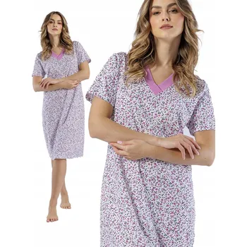 Dámská noční košile Leveza dámská košile noční Magdalena 1542 s krátkým rukávem, délka ke kolenům, velikost XXL