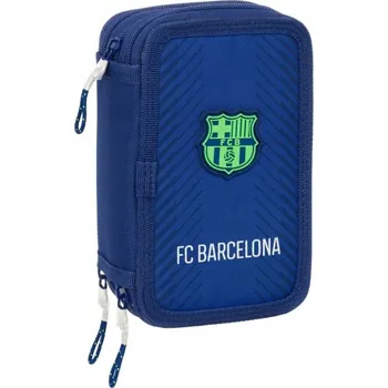 Penál Třípatrový penál BARCELONA FC modrý, vybavený 37 kusů