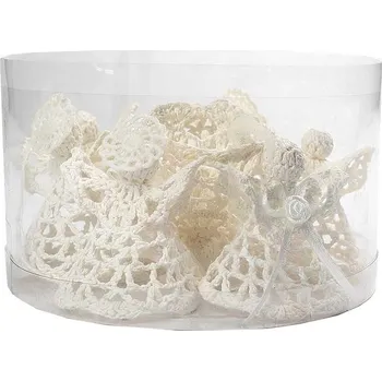 Vánoční ozdoba Argus Háčkovaný anděl 7 cm bílý