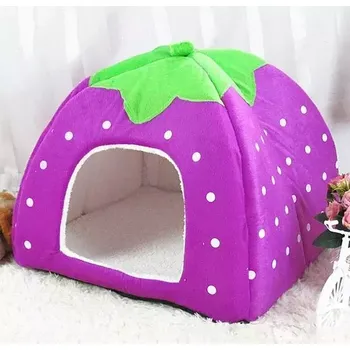 Pelíšek pro psa TopTechnology Domácí pelíšek ve tvaru jahody - skládací - L (fialový)