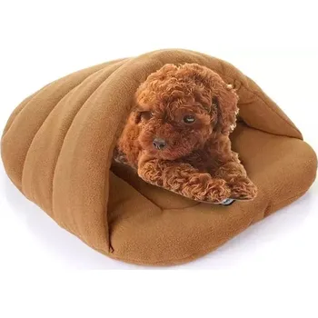 Pelíšek pro psa TopTechnology Domácí pelíšek pro psy a kočky Slipper Shape z polar fleecu, velikost L, 58×68×32 cm (hnědý)