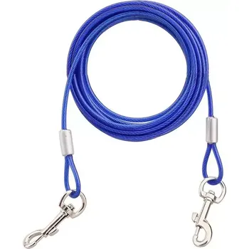 Vodítko pro psa TopTechnology Dvojitý ocelový lanový vodítko pro psy 2 v 1, délka 10m, dodání v náhodných barvách