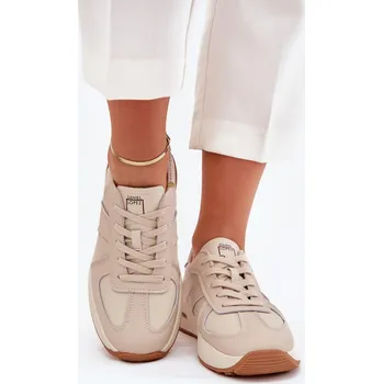 Dámské tenisky Kožené Dámské Sportovní Boty Sneakers Daniel Lopez Just Dare SS2D4043 Barva: Béžová, Velikost: 37