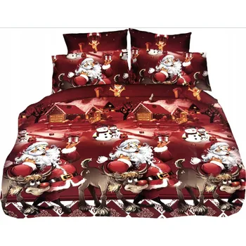 Povlečení POVLEČENÍ VÁNOČNÍ 160X200 SATÉNOVÉ 2 POVLEČENÍ NA POLŠTÁŘ 70X80 SNĚŽNÝ MIKULÁŠ