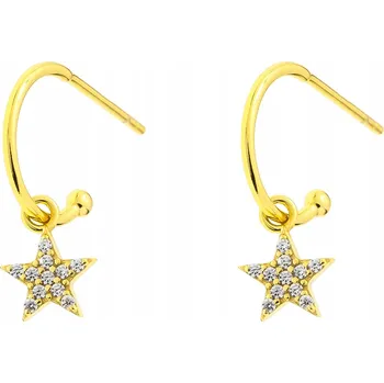 Náušnice Pozlacené náušnice puzetky s visící hvězdičkou 925