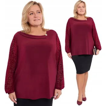 Dámská halenka Bordó halenka s ozdobnými rukávy 52/54