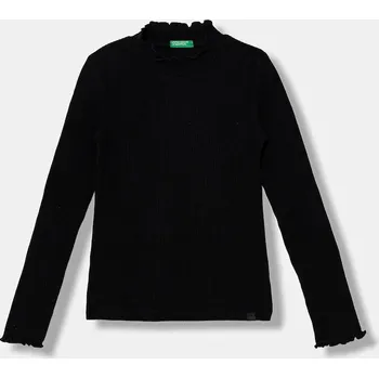 Chlapecké tričko Dětské tričko s dlouhým rukávem United Colors of Benetton černá barva, s pologolfem, 381PC10RC 381PC10RC.G.Seasonal 99X, vel. 168