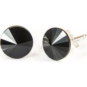 Náušnice Stříbrné Náušnice 925 s krystaly Swarovski Rivoli 6 Jet