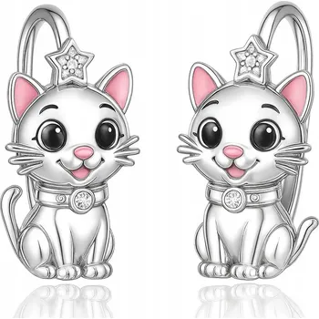 Náušnice Stříbrné náušnice kočka kotě pro dívku, anglické stříbro 925, originální