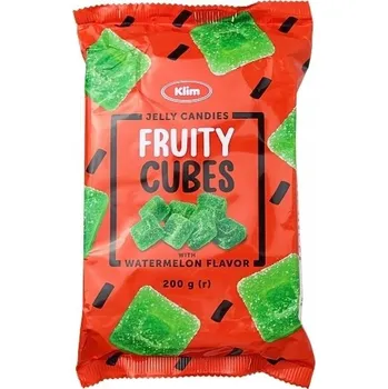 Bonbon Želé FRUITY CUBES s příchutí melounu bez lepku 200g KLIM 200 g