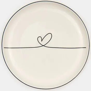 Talíř Sinsay - Keramický talíř s potiskem a okrajem - bílá - 128IM-00X - 128IM-00X-ONE