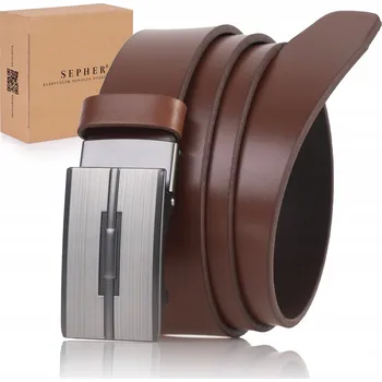 Opasek Kožený opasek Pánský pásek SEPHER Automatický HNĚDÝ do kalhot