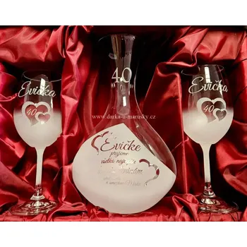 Pískovaná souprava 2+1 karafa ADÉLA - Srdce č.10