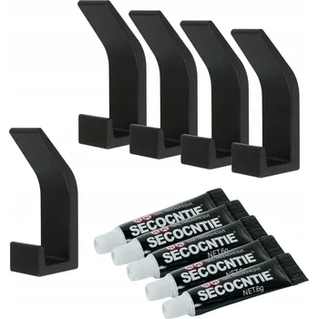 Věšák Dvojitý věšák, nástěnný háček s lepidlem, černý