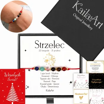 Náramek Náramek znamení zvěrokruhu STŘELEC červený z přírodních kamenů KailaArt