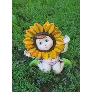 Zahradní dekorace Slunečnice holčička - ručně malovaná keramika
