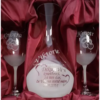 Pískovaná souprava ADÉLA 2+1 na víno- Křest