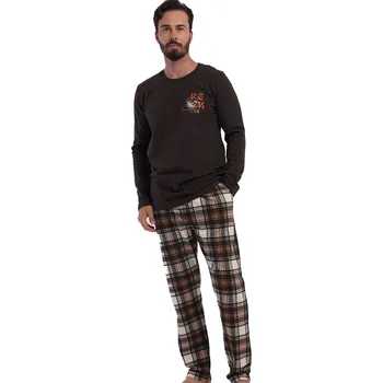 Pánské pyžamo Pánské pyžamo, teplé bavlněné, hnědé PEAK hory, sportovní 1TB0135 hnědá xxl