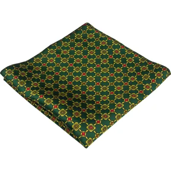 Látkový kapesník Smaragdově zelený pánský kapesníček se zlatým geometrickým vzorem