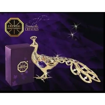 Figurka Zlatý páv 10 cm Swarovski Crystals figurka