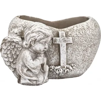 Květináč s andělem cement 9x12x9 cm