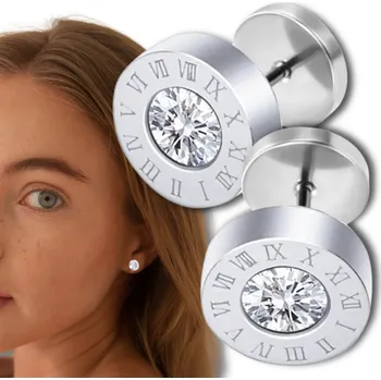 Náušnice Stříbrné náušnice kruhy zirkon imitace tunelu pánské dámské ocel