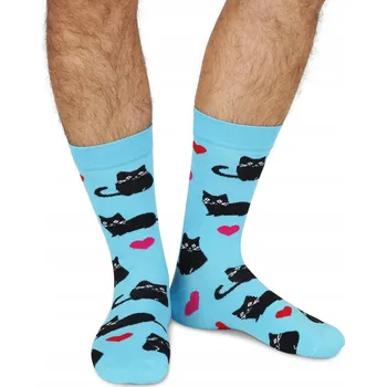 Barevné ponožky s kočkami a srdíčky ponožky s kočkami velikost 43-46 pánské
