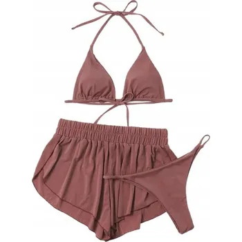 Dámské plavky PLAVKY 3DÍLNÉ BIKINI S ŠORTKAMI NA PLÁŽ DOVOLENÁ L